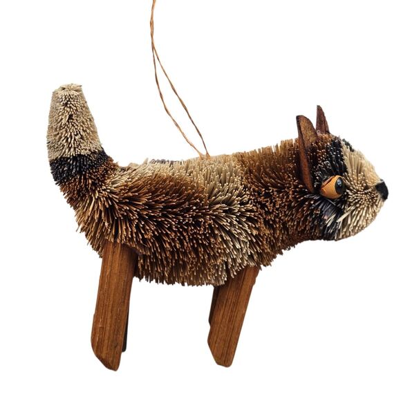 Lot of 3 Bristle Bottle Brush Woodland Animal Ornaments Squirrel Raccoon Fox - Picture 11 of 16